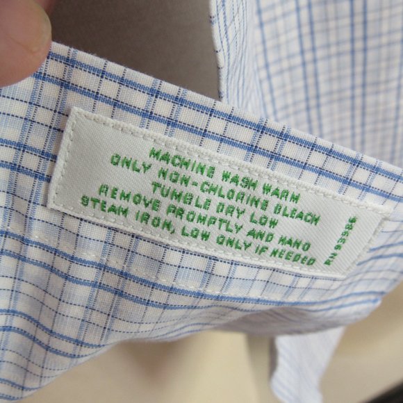 Brooks Brothers Milano Men's Shirt Blue White Checks Non-Iron 16-36 XL EUC - Picture 11 of 12